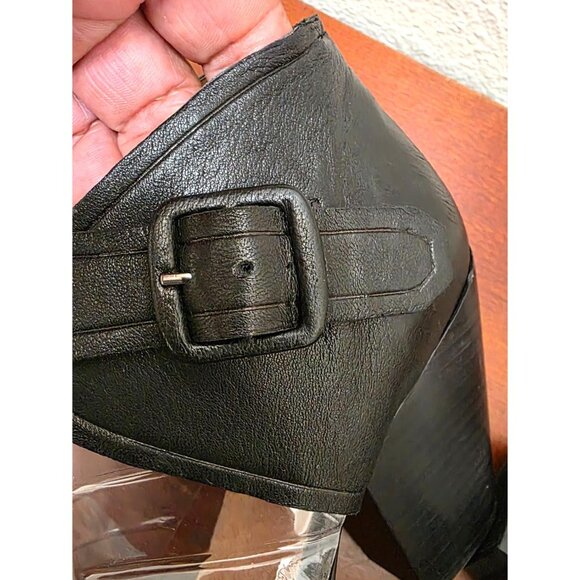 Seychelles Black Cleopatra Leather Heeled Open Toe Sandals Size 10 - Picture 5 of 9